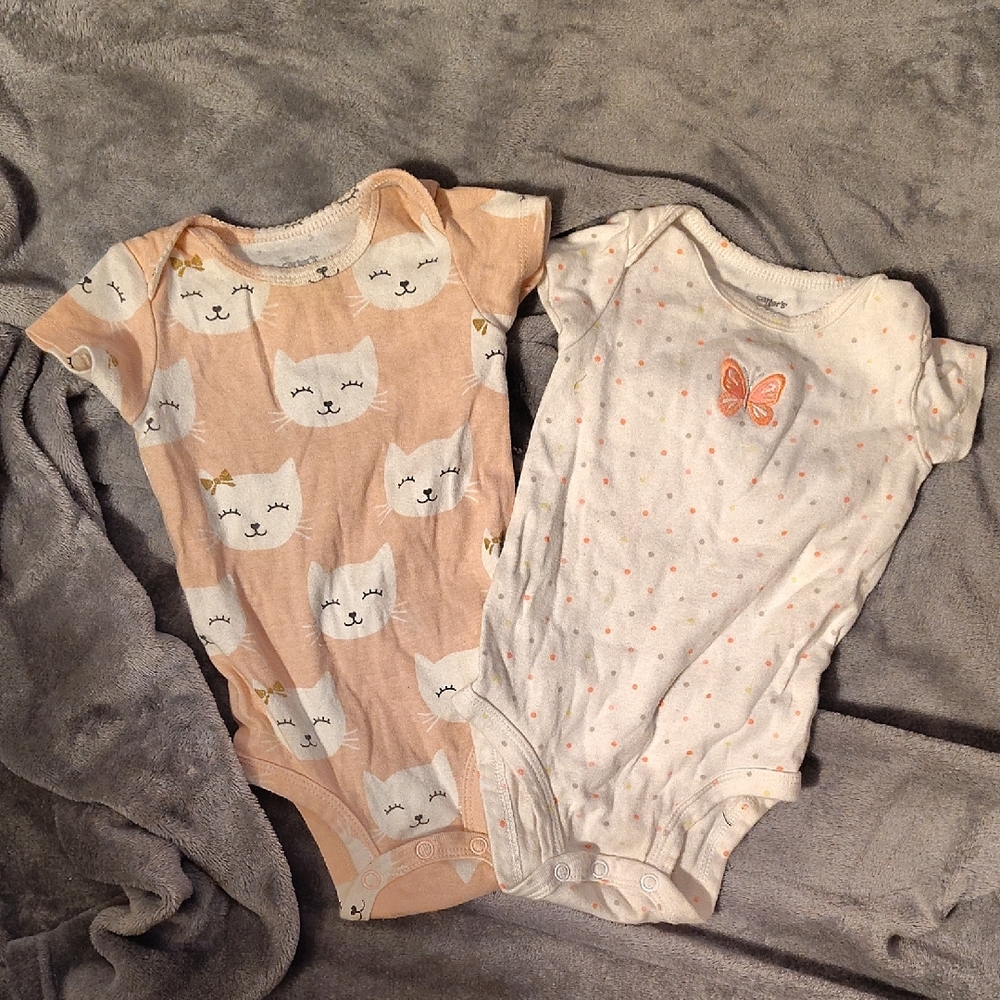 Cute Cat and Butterfly Print Baby Bodysuits ( 2 For $7)